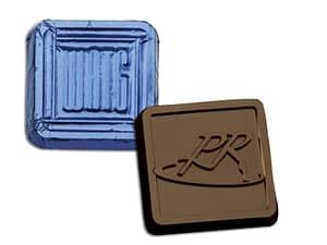 blue foil chocolate with logo