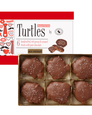 Valentine Chocolate Pecan Turtles with Himalayan Pink Sea Salt