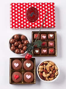 Lotta Chocolate Box of love gift of Gourmet Valentine's Day chocolates, caramels and mixed nuts