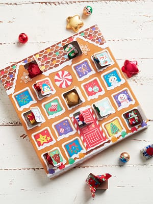 holiday themed chocolate advent calendar box