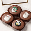 4 chocolate snowmen sandwich cookies