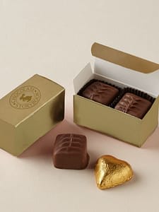 2 pc Chocolate Assortment Favor in a gold box.