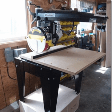 Radial Arm Saw shown in woodworker's shop