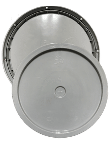 Gray plastic lid with gasket and tear tab fits 3.5 gallon, 4.25 gallon, 5 gallon, and 5.25 gallon round pails