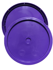 Purple plastic lid with gasket and tear tab fits 3.5 gallon, 4.25 gallon, 5 gallon, and 5.25 gallon round pails