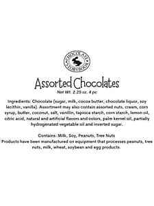 Assorted Chocolates 4pc box ingredient label