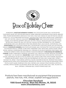 Box of Holiday Cheer Ingredients Label