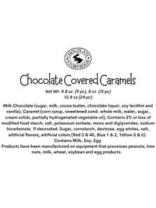 Chocolate Covered Caramels Ingredient Label