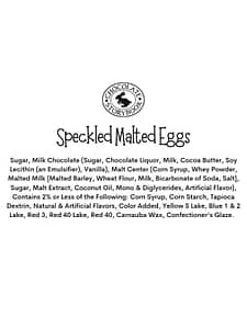 Speckled Malted Eggs Ingredient Label