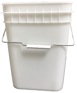 Natural plastic 4 gallon square bucket w/ wire bale handle with plastic roller grip