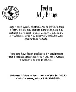 Pectin Jelly Beans Ingredients Label