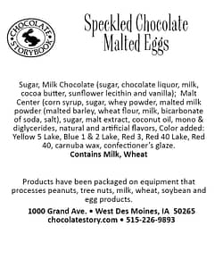 1 bag of Speckled Chocolate Malted Eggs