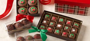 Assorted holiday chocolates and gifts