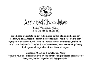 Assorted Chocolates nutrition label