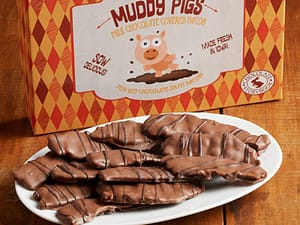 plate of Muddy Pigs Chocolate Bacon