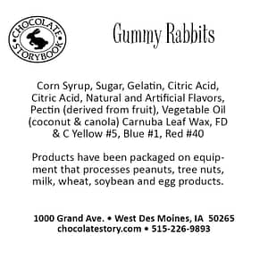 Easter Gummy Rabbits Ingredients Label
