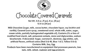 Chocolate Covered Caramels Ingredient Label