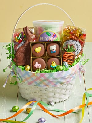 custom Classic Easter Basket filled with gourmet chocolates and candies.