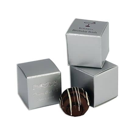 1 pc custom small Truffle Favor Box Silver