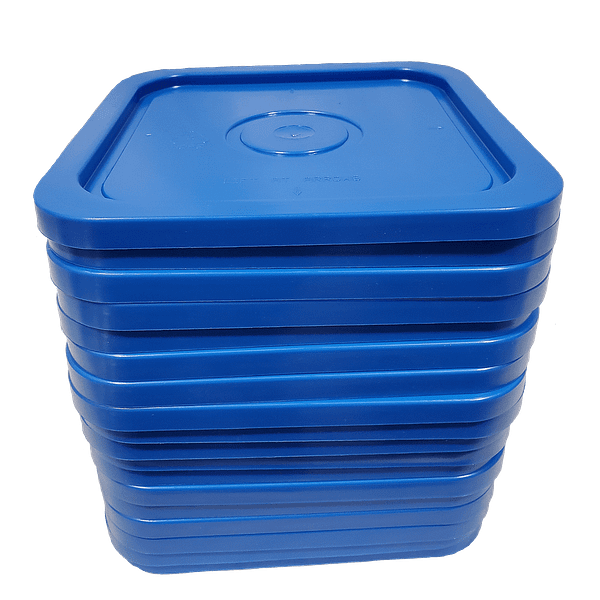 Blue 4 gallon square plastic lid