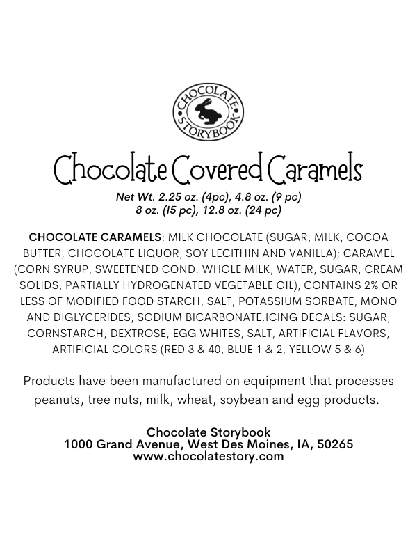 Chocolate Covered Caramels Ingredients Label