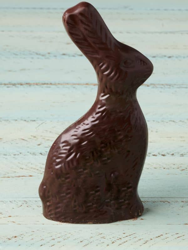 1 solid dark chocolate rabbit 12 ounces