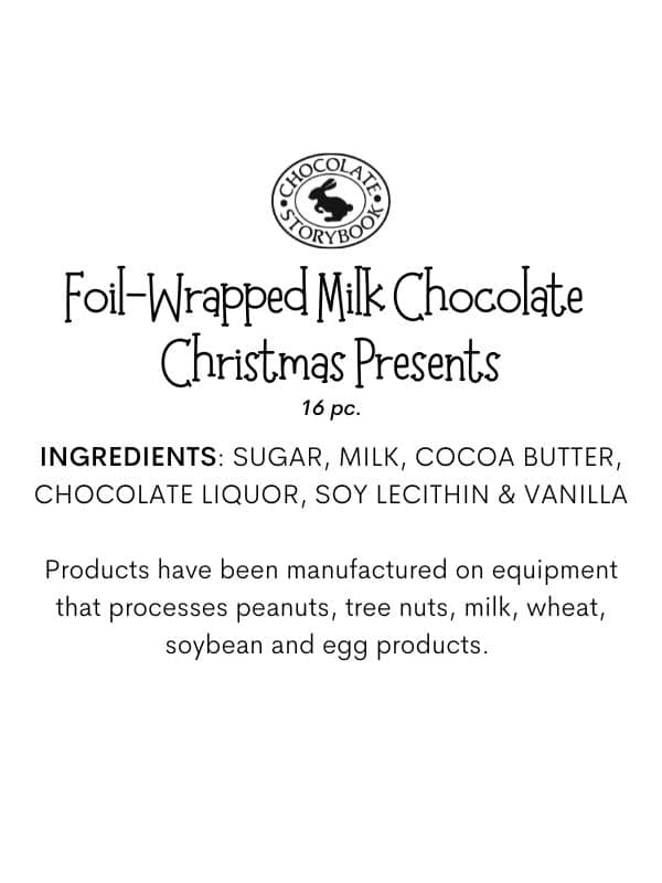 Milk Chocolate Christmas Presents Ingredients Label