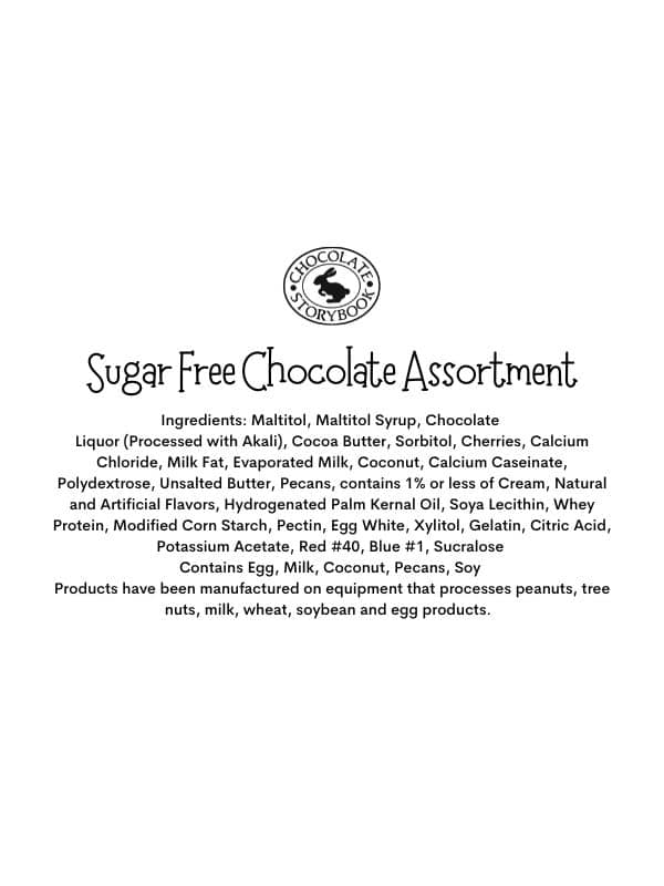 Sugar free chocolate assortment ingredient label